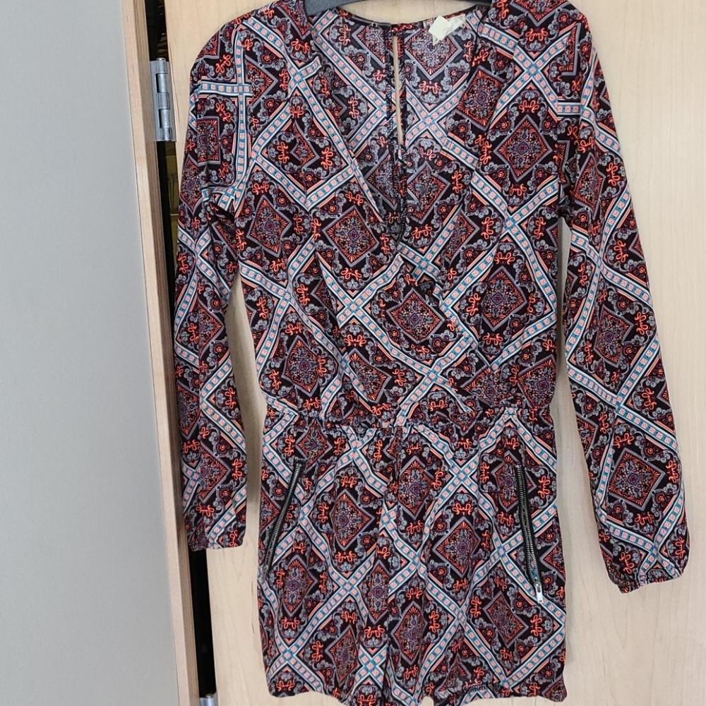 Printer Romper With Zipper Pockets - image 1